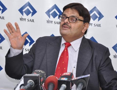  SAIL Chairman Mr C.S. Verma announcing the company's financial results for FY 2011-12 at Ispat Bhavan, New Delhi